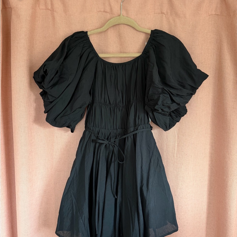 Altar'd State Black Puff Sleeve Mini Dress
